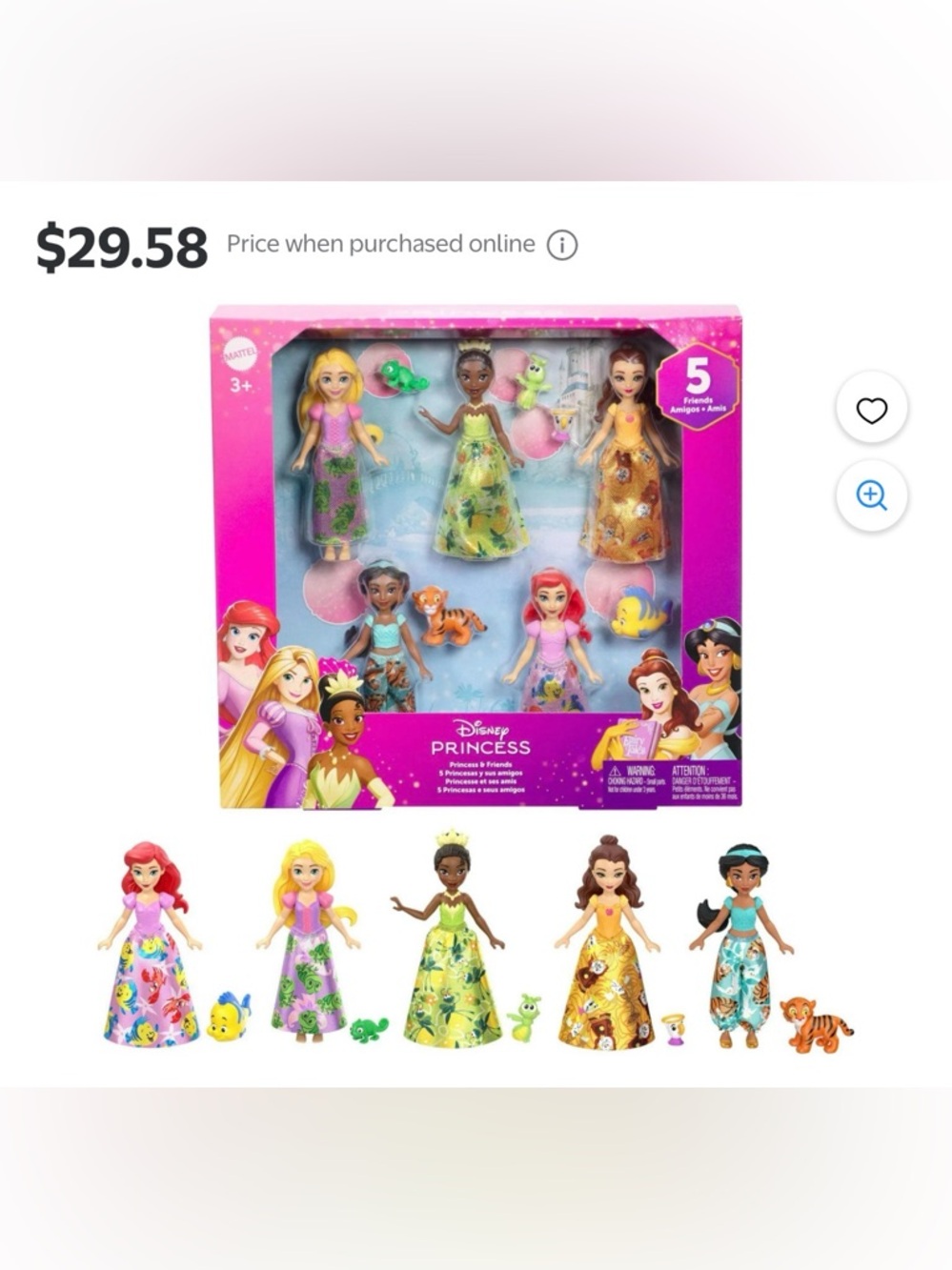 Disney Princess 5-Figure Playset - Pink, Yellow, Green, Blue, Peach